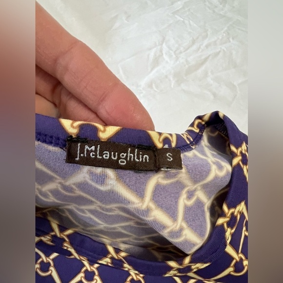 J McLaughlin | Women’s SZ S | Purple Gold Chain Equestrian Print Catalina Top - Picture 5 of 8